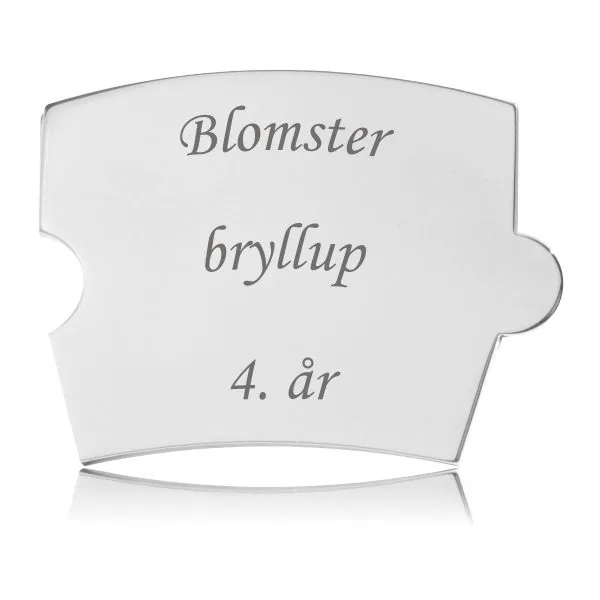 Memozz Spin Blomsterbryllup 4 år mindebrik i håndpoleret rustfrit stål med elegant gravering