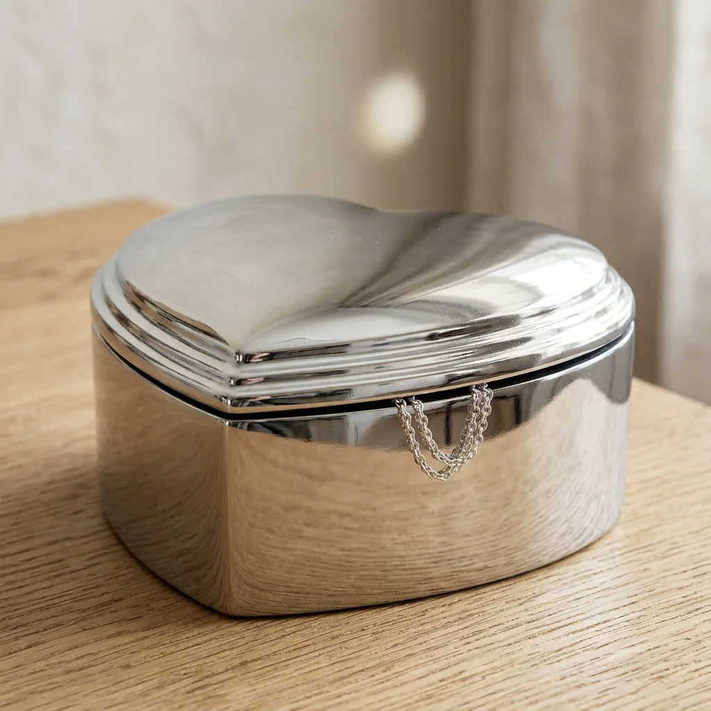 Forkromet smykkeskrin 12x12 cm i et lyst skandinavisk hjem