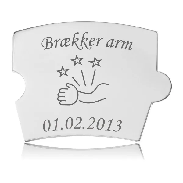 Memozz Spin Brækker arm brik i poleret rustfrit stål med ikon og dato