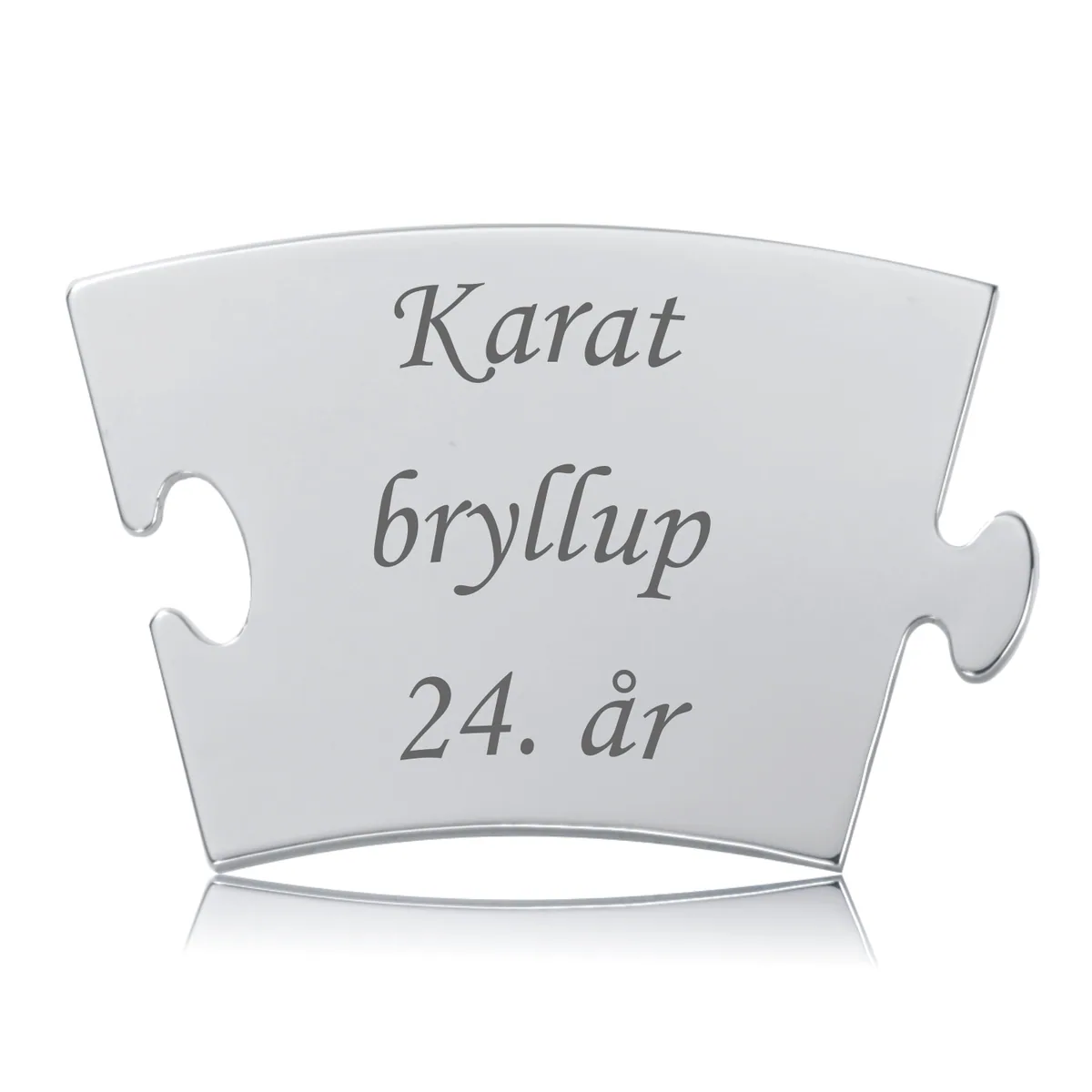 Karatbryllup mindebrik i rustfrit stål med gravering, til 24 års bryllupsdag