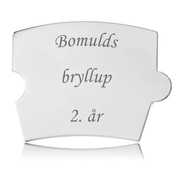Spin Bomuldsbryllup 2 år brik i poleret rustfrit stål med gravering